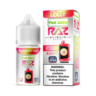 Pod Juice Raz Strawberry Lolly Salt 30ml